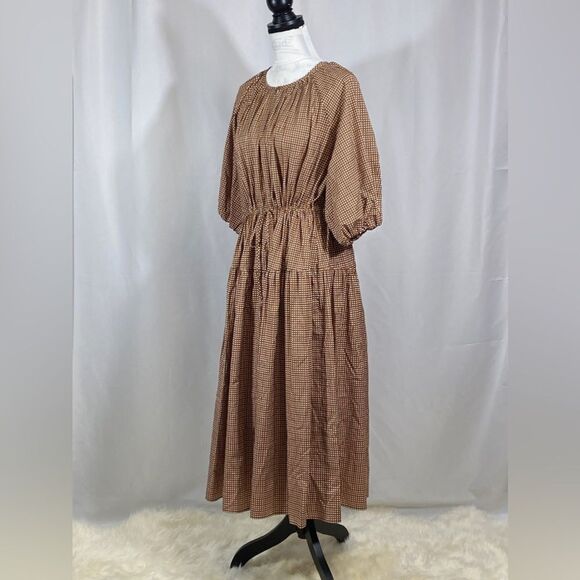 WEEKEND MAX MARA Lola Plaid Peasant Dress size 10 - Picture 8 of 12